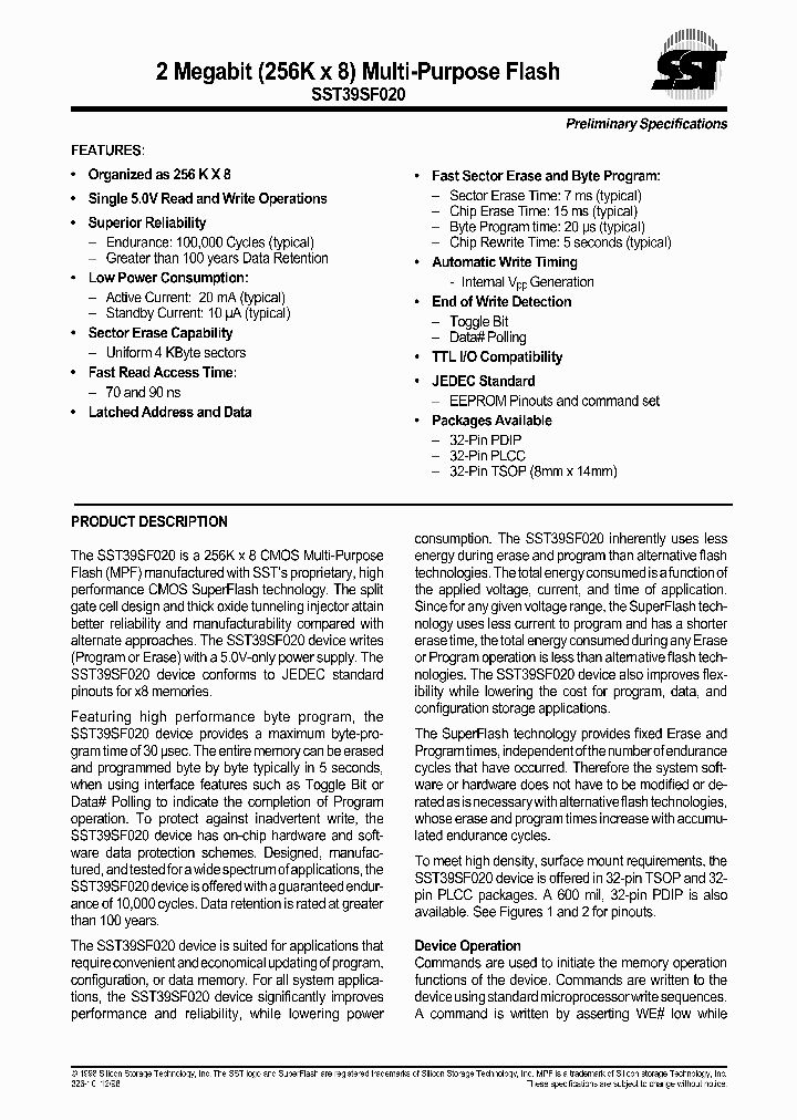 SST39SF020-70-4C-UH_464382.PDF Datasheet