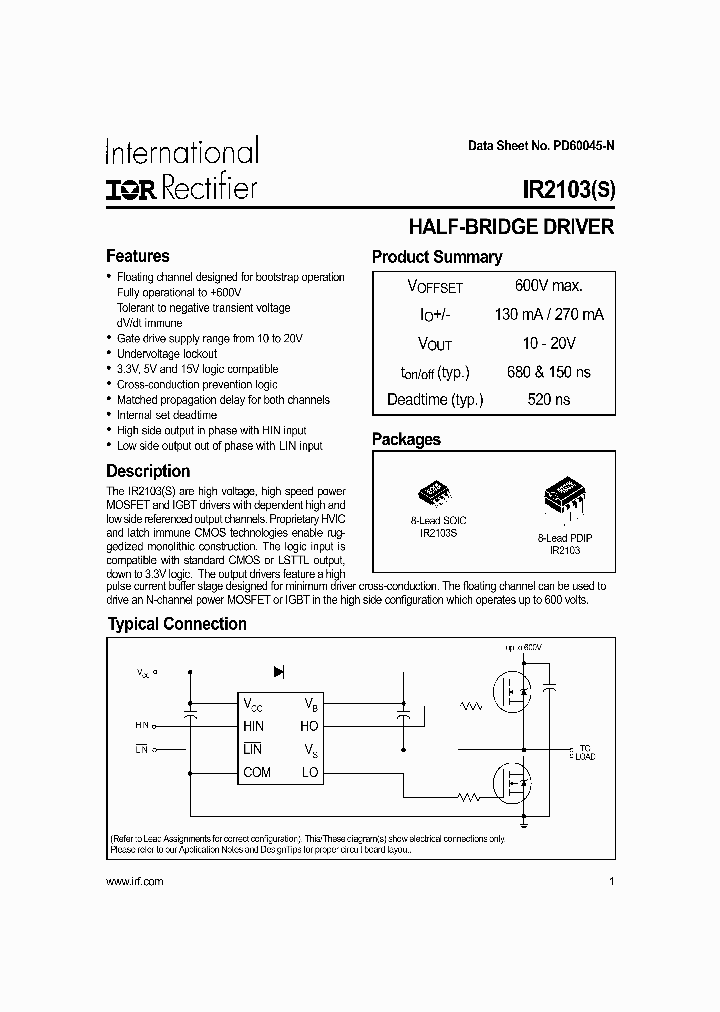 Ir2103 схема включения