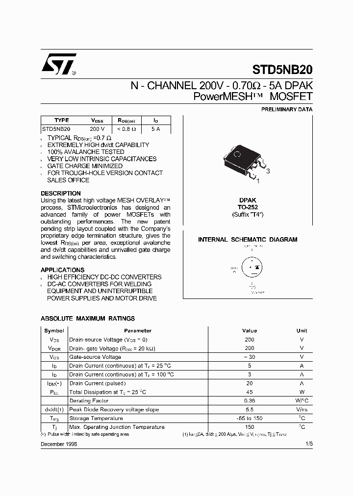 STD5NB20_775057.PDF Datasheet