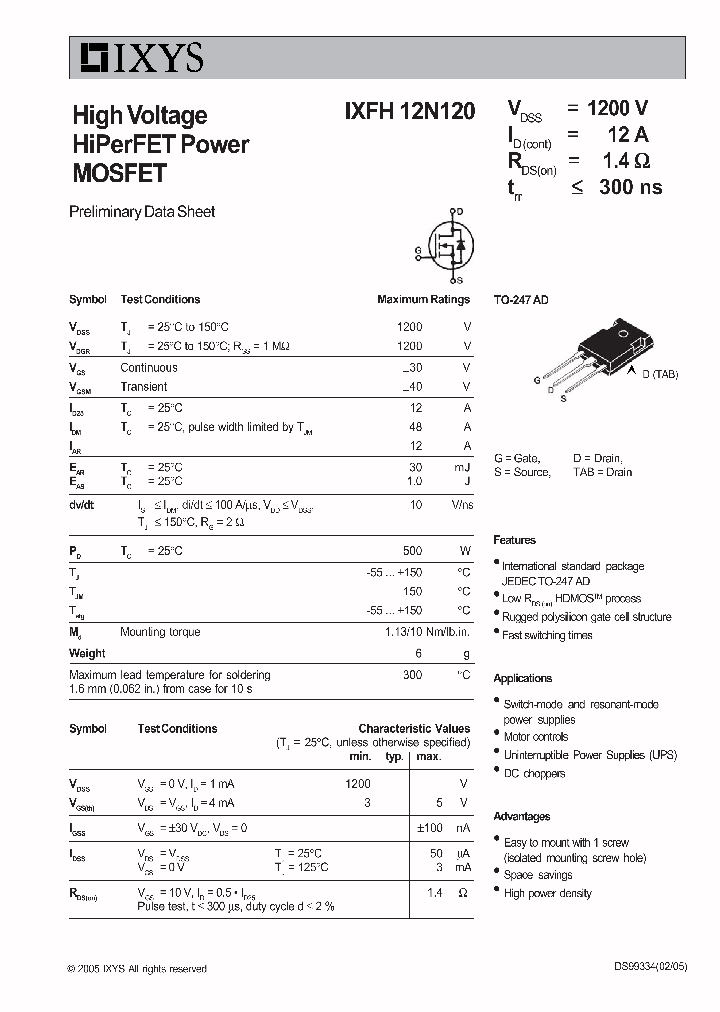 IXFH12N120_1121531.PDF Datasheet