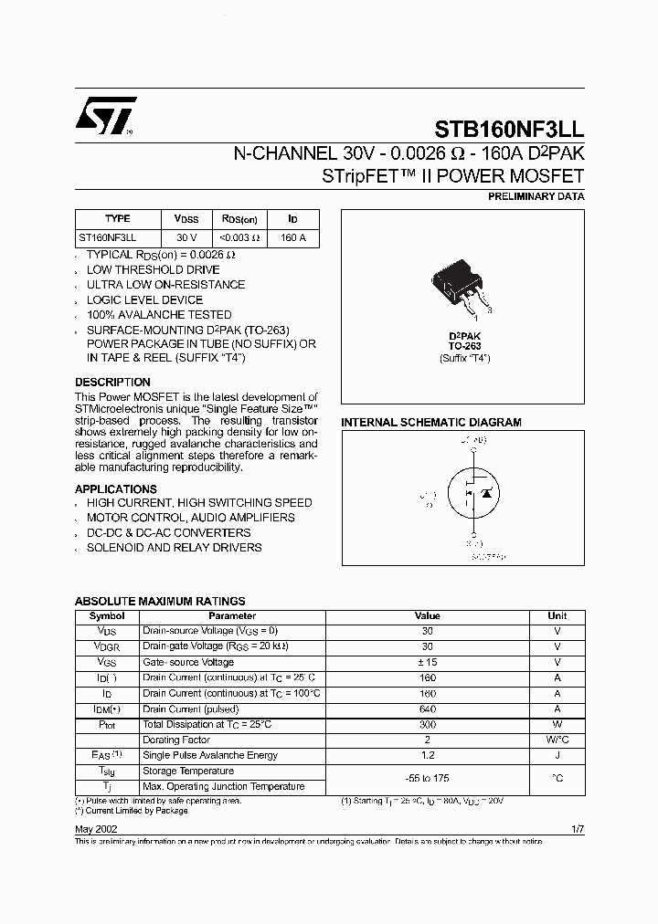 STB160NF3LL_840525.PDF Datasheet