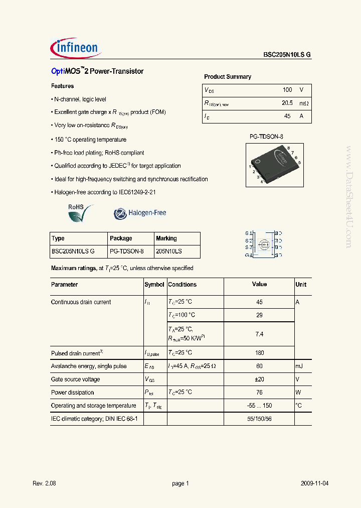 BSC205N10LSG_2108245.PDF Datasheet