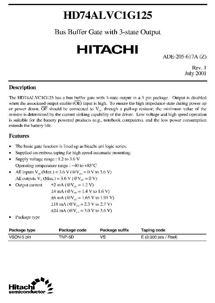 HD74ALVC1G125_2605201.PDF Datasheet