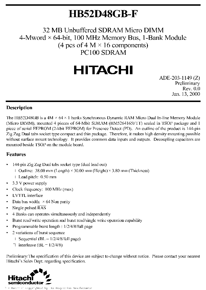 HB52D48GB-B6F_3291936.PDF Datasheet