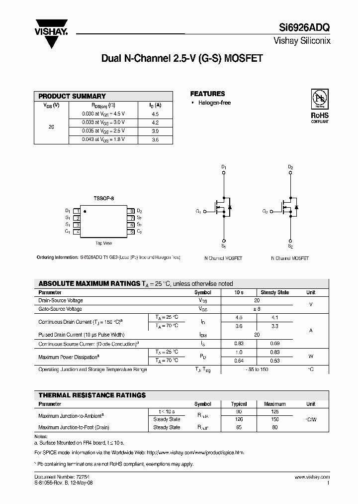 SI6926ADQ-T1-GE3_3304111.PDF Datasheet