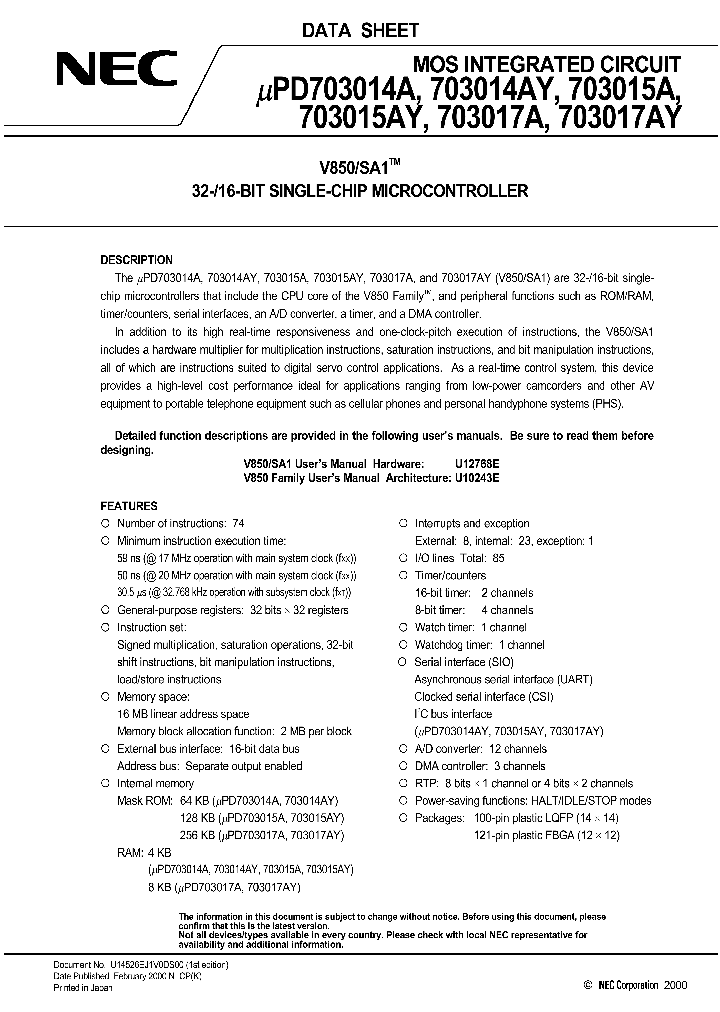 UPD703014AYGC-XXX-8EU_3754015.PDF Datasheet