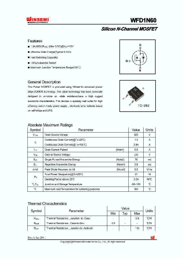 WFD1N60_4203312.PDF Datasheet