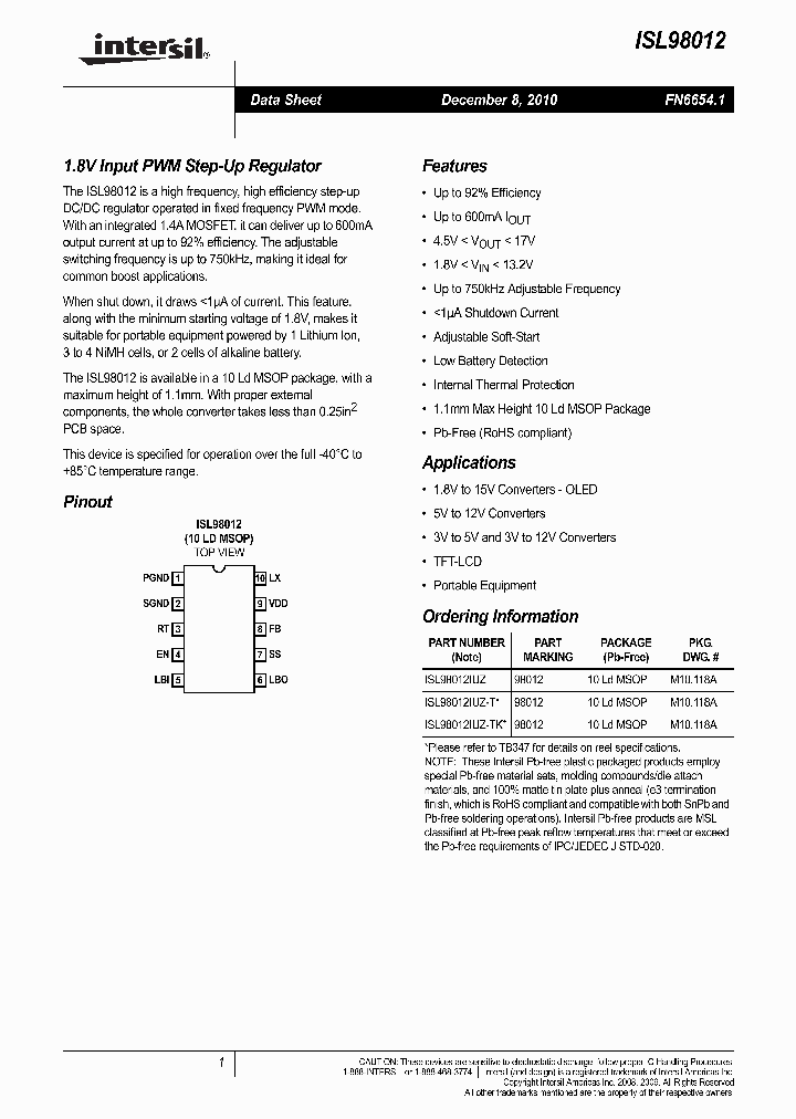 ISL98012IUZ-T_4194083.PDF Datasheet