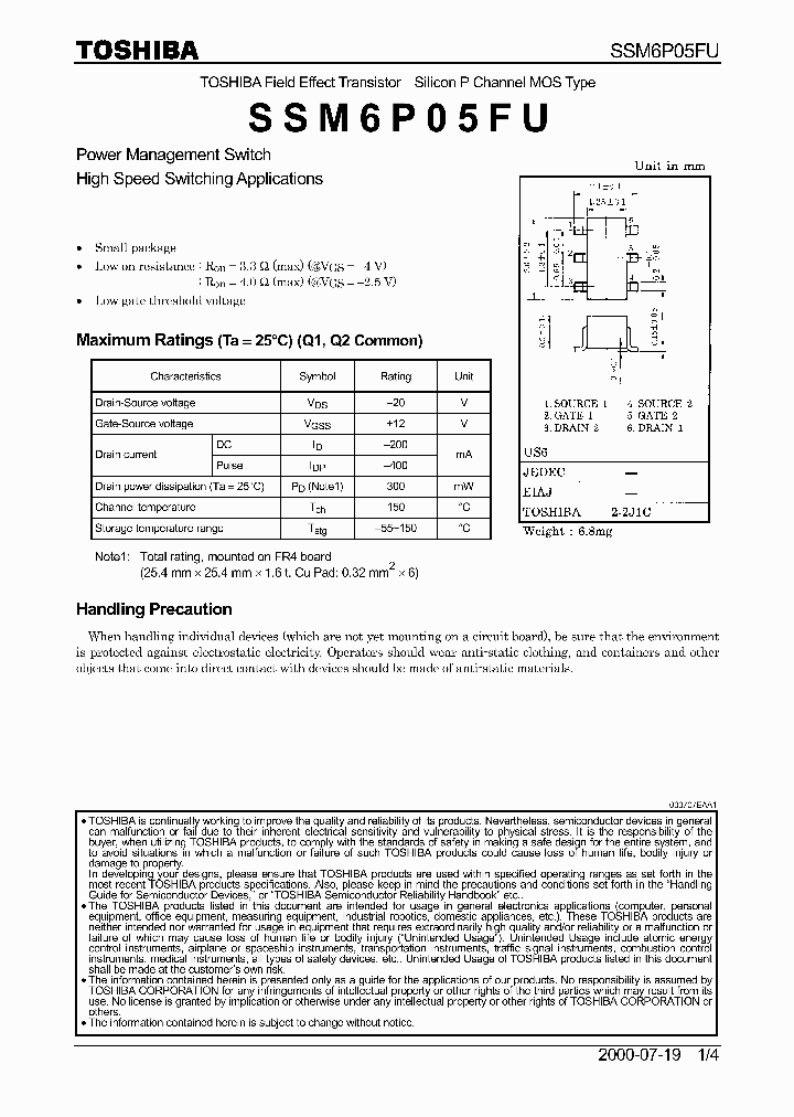 SSM6P05U_4230745.PDF Datasheet