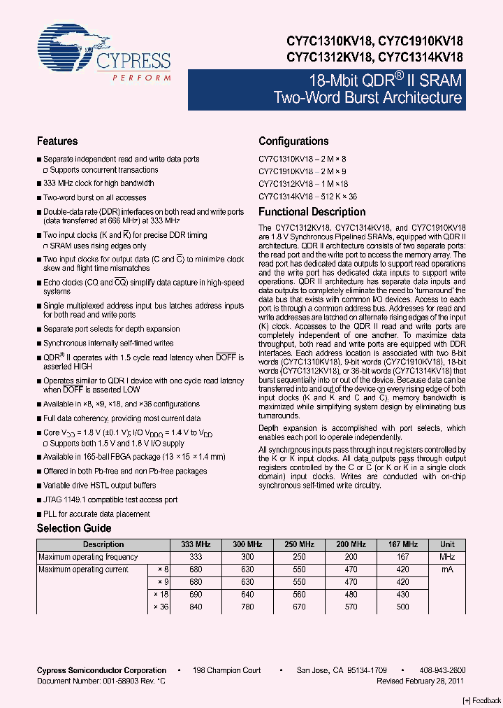 CY7C1314KV18_4370876.PDF Datasheet