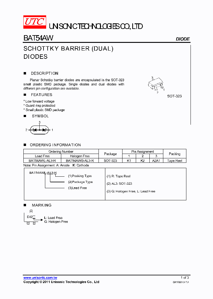 BAT54AWG-AL3-R_4400878.PDF Datasheet