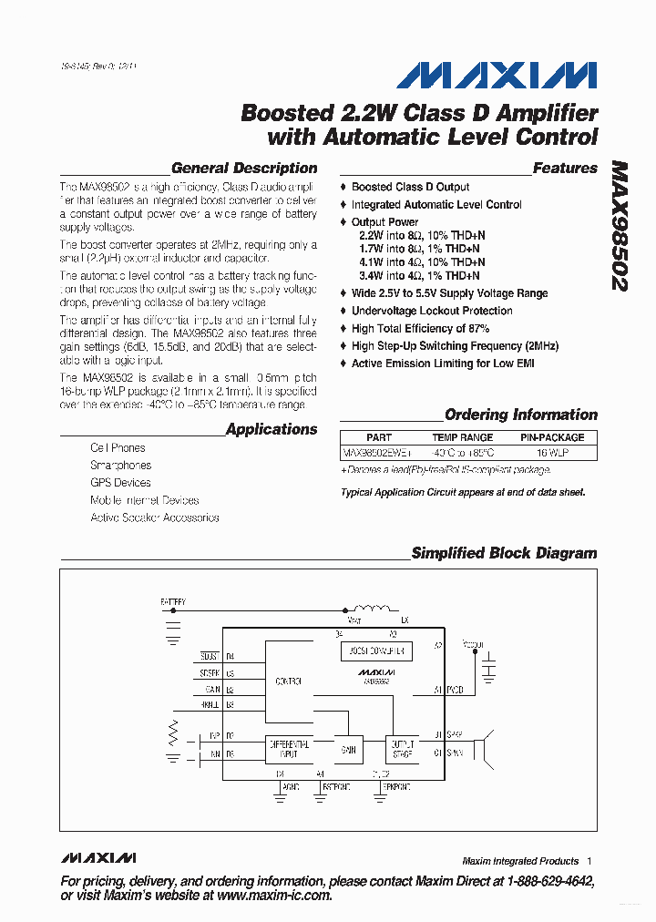 MAX98502_4515741.PDF Datasheet