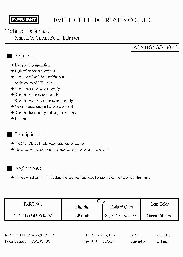 A274B-SYG-S530-E2_4564265.PDF Datasheet