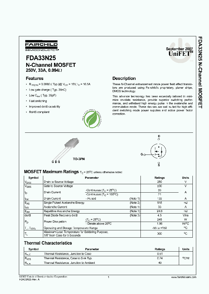 FDA33N25_5081432.PDF Datasheet