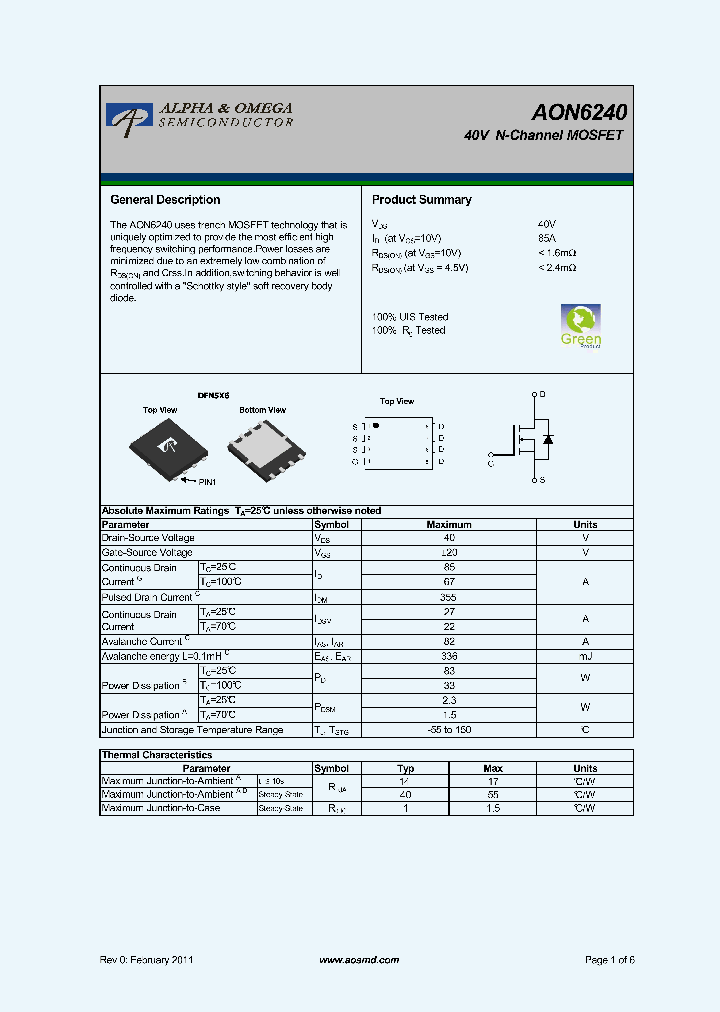 AON6240_5267140.PDF Datasheet