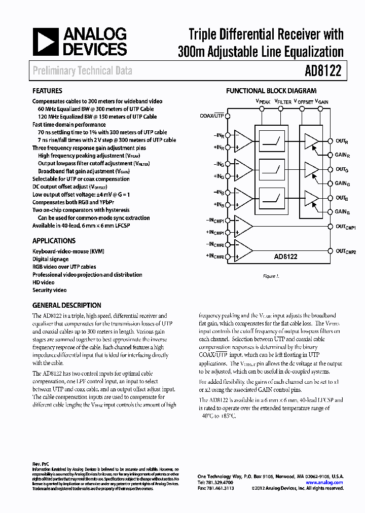 AD8122_5402332.PDF Datasheet