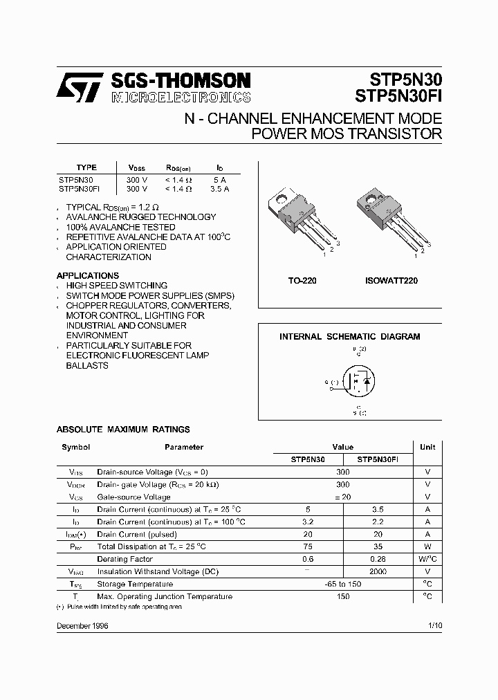 STP5N30_5564936.PDF Datasheet