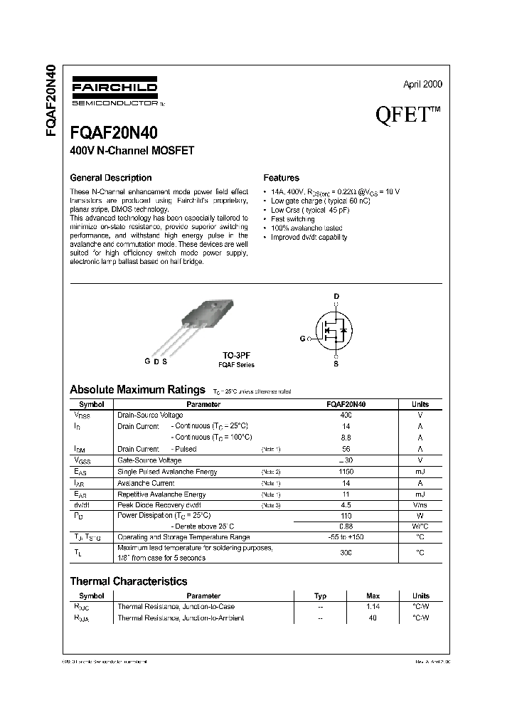 FQAF20N40_5663789.PDF Datasheet