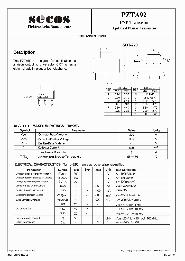 PZTA92_5996018.PDF Datasheet