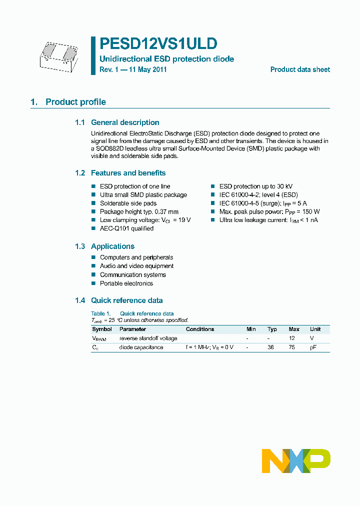 PESD12VS1ULD_6575615.PDF Datasheet