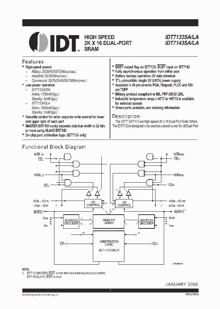 IDT7133LA25PFGI8_6695288.PDF Datasheet