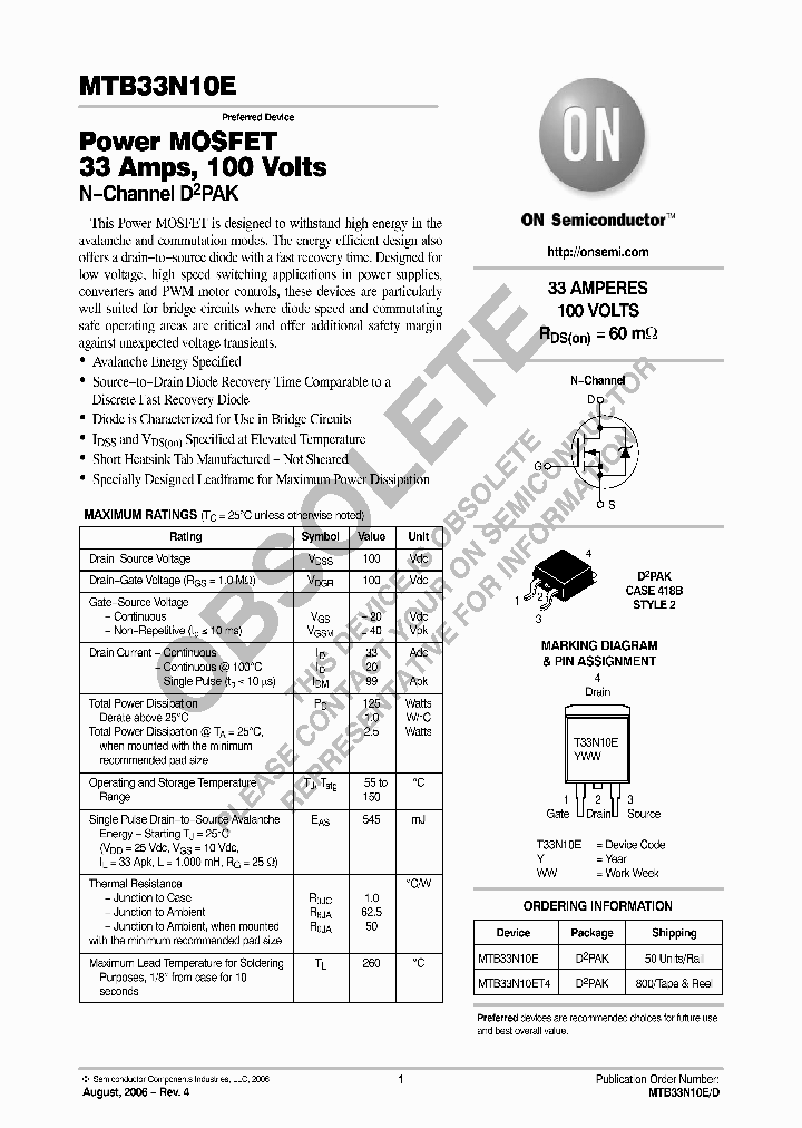 MTB33N10ET4_6734656.PDF Datasheet