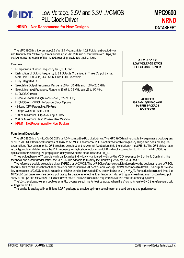 MPC9600AE_7219680.PDF Datasheet