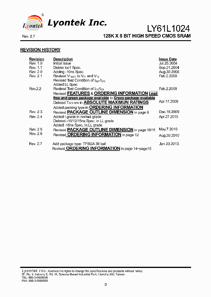 LY61L1024RL-18LL_7330526.PDF Datasheet