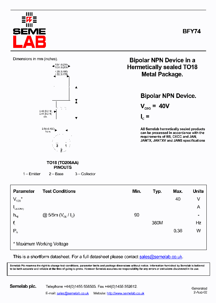 BFY74_7409316.PDF Datasheet