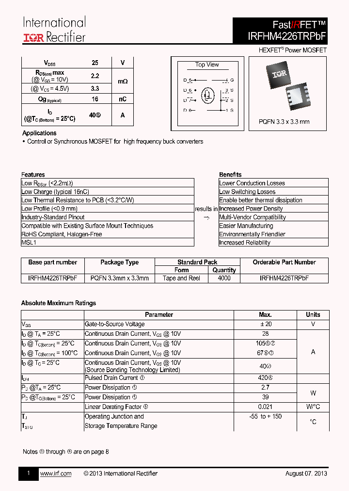 IRFHM4226TRPBF_7540480.PDF Datasheet