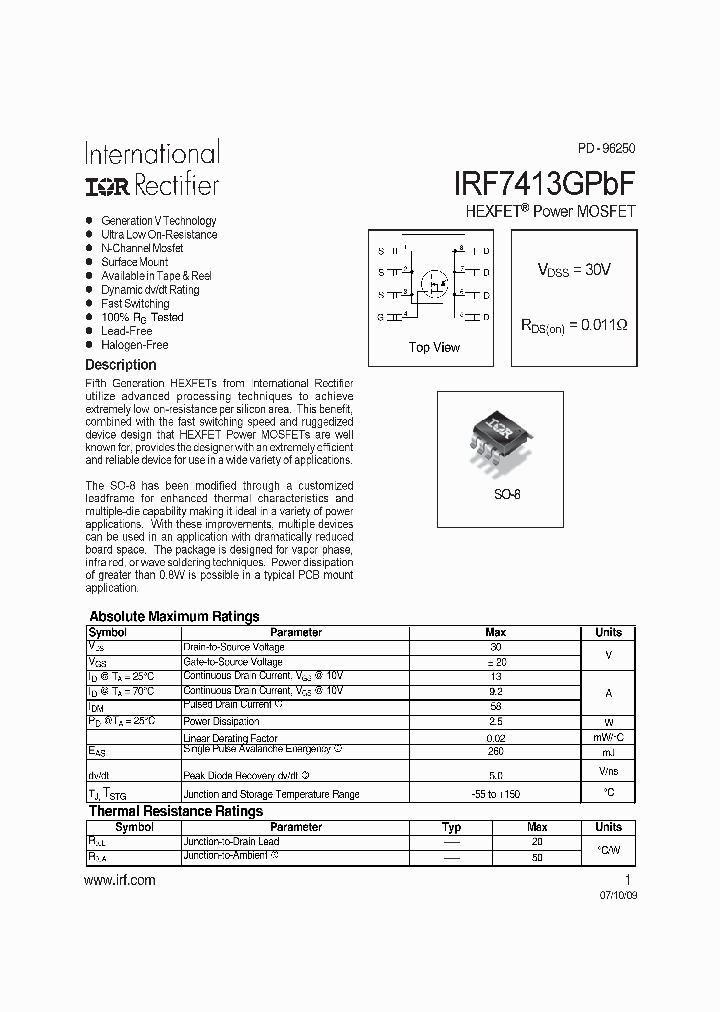 IRF7413GTRPBF_7592610.PDF Datasheet