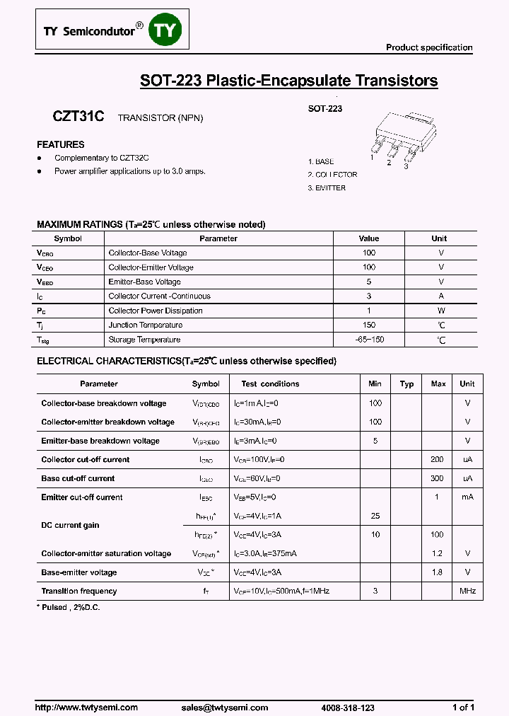 CZT31C_7610700.PDF Datasheet