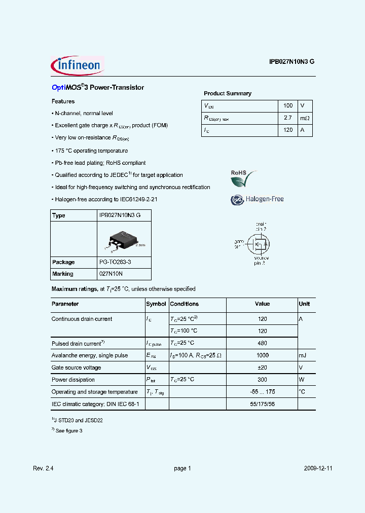 IPB027N10N3_7612620.PDF Datasheet