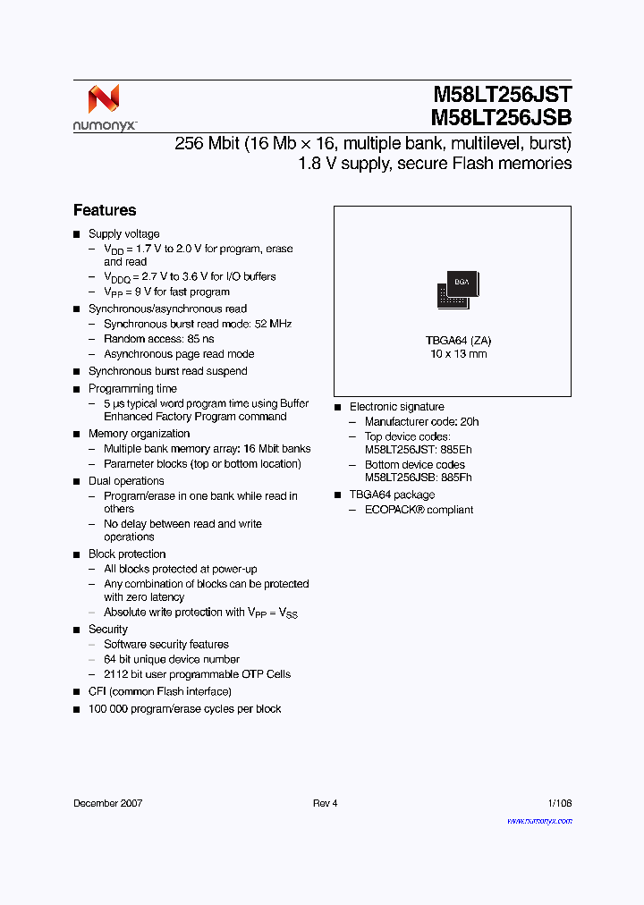 M58LT256JST8ZA6E_7681466.PDF Datasheet