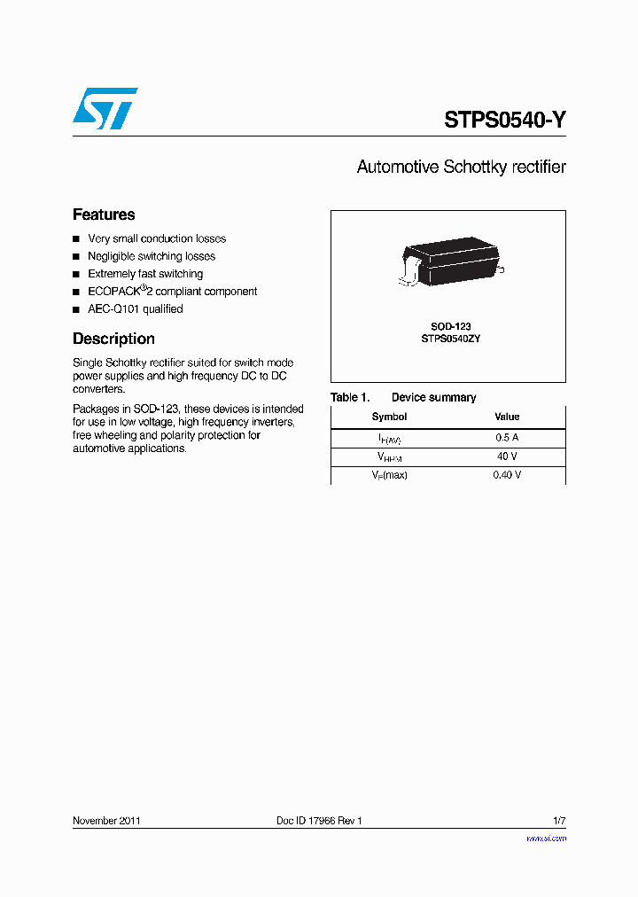 STPS0540ZY_8086299.PDF Datasheet