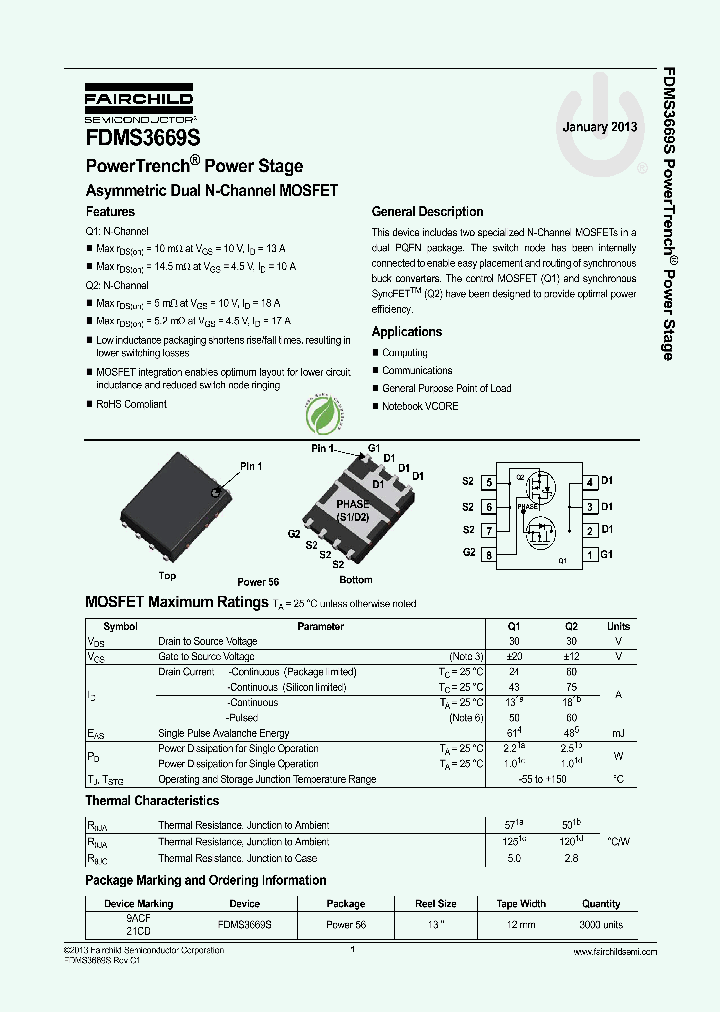 FDMS3669S_8127487.PDF Datasheet