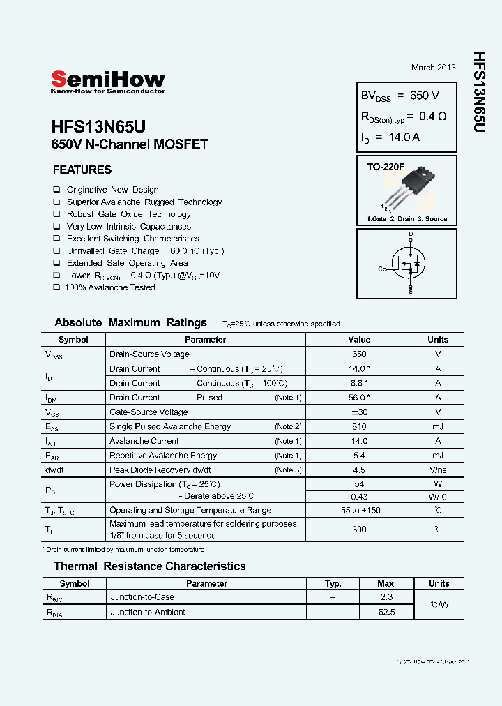 HFS13N65U_8178263.PDF Datasheet