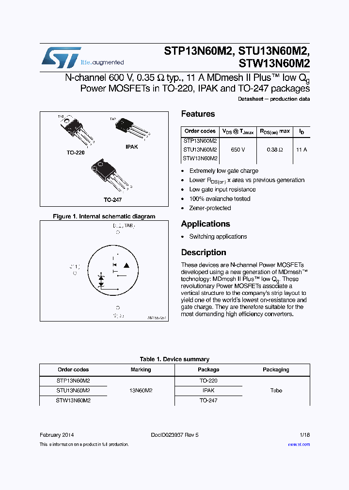 STW13N60M2_8187282.PDF Datasheet