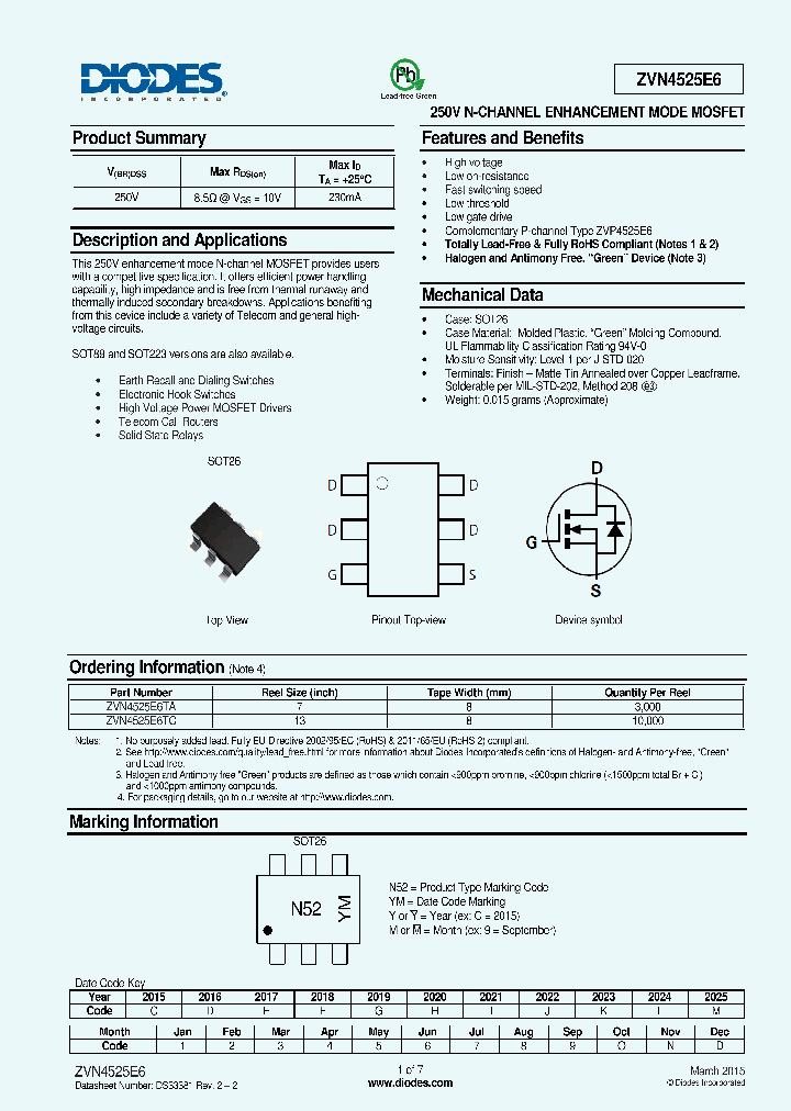 ZVN4525E6-15_8219230.PDF Datasheet