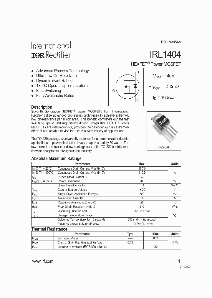 IRL1404_8282214.PDF Datasheet