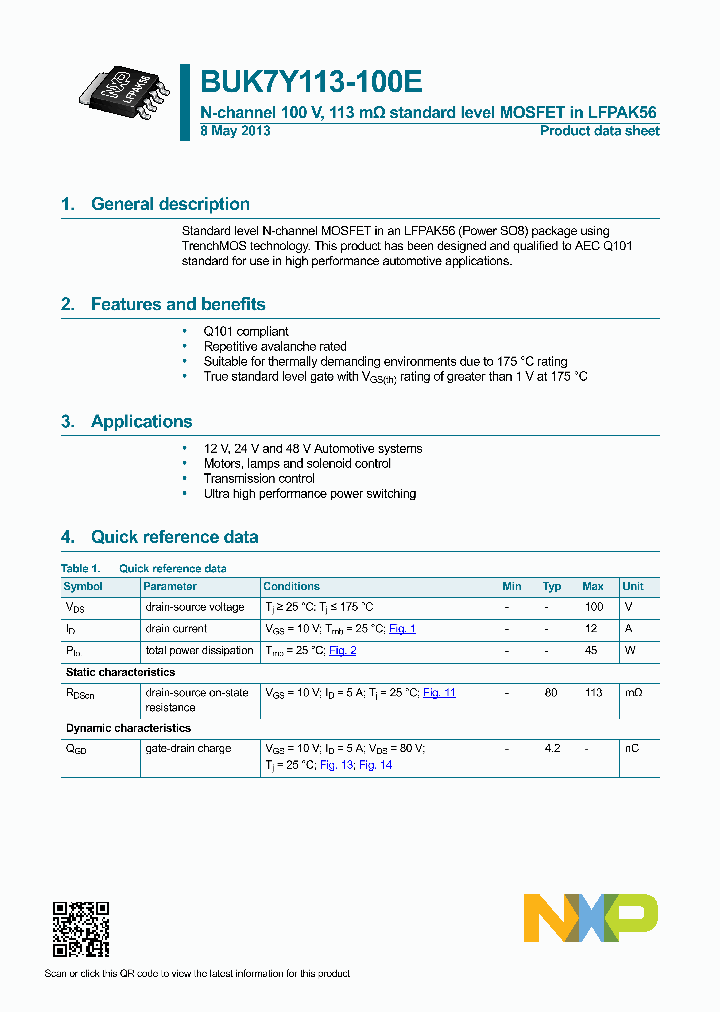 BUK7Y113-100E_8288342.PDF Datasheet