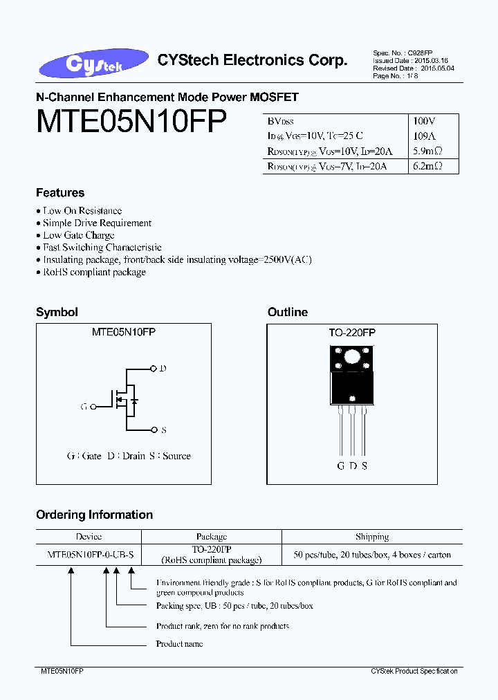 MTE05N10FP_8314677.PDF Datasheet