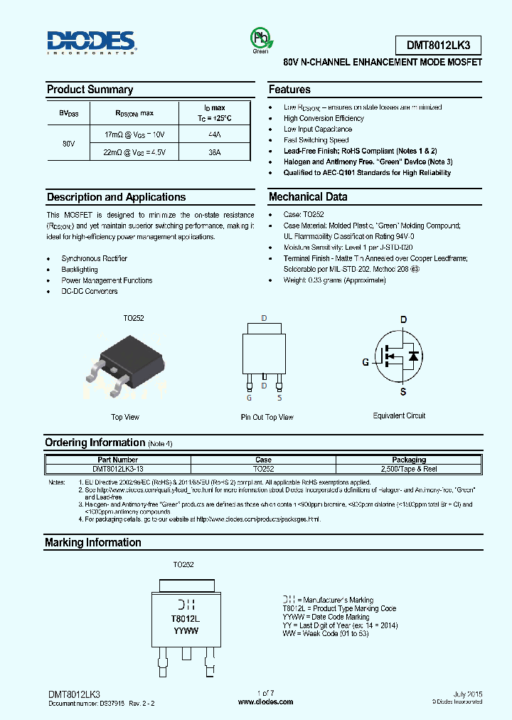 DMT8012LK3_8321353.PDF Datasheet