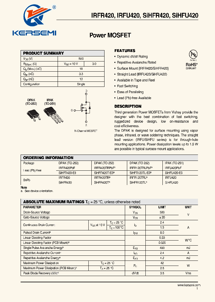 IRFR420_8344252.PDF Datasheet