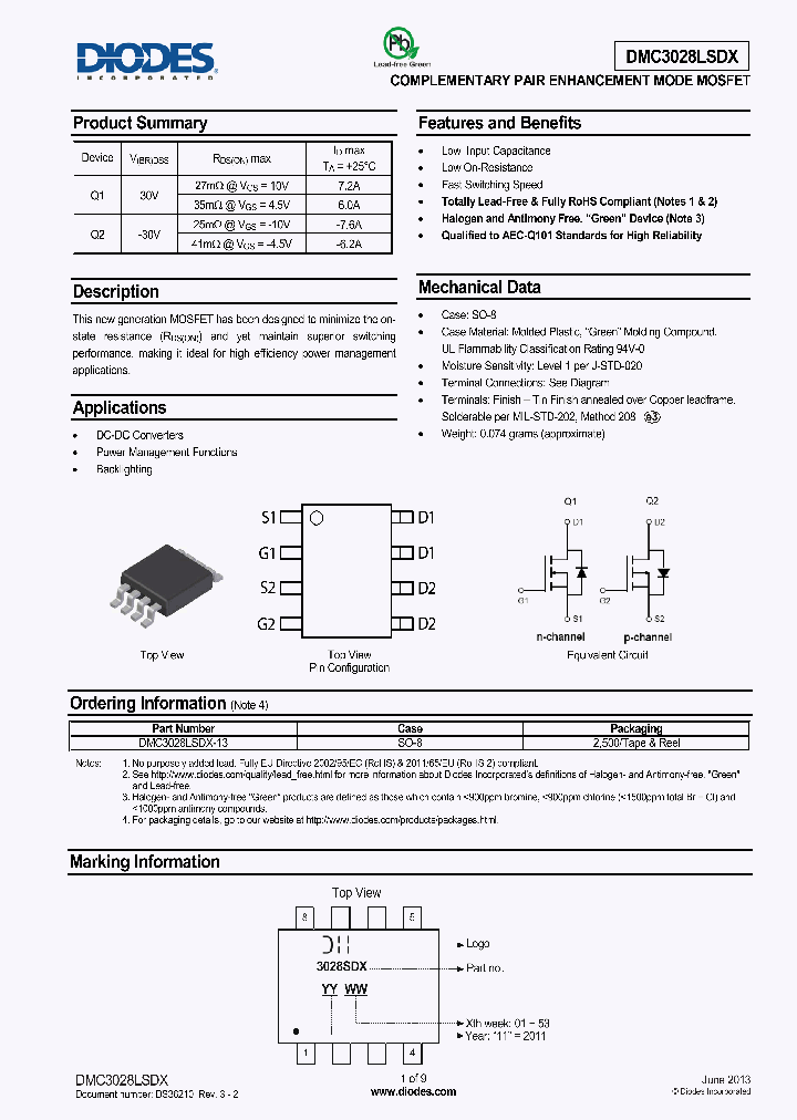 DMC3028LSDX_8349002.PDF Datasheet