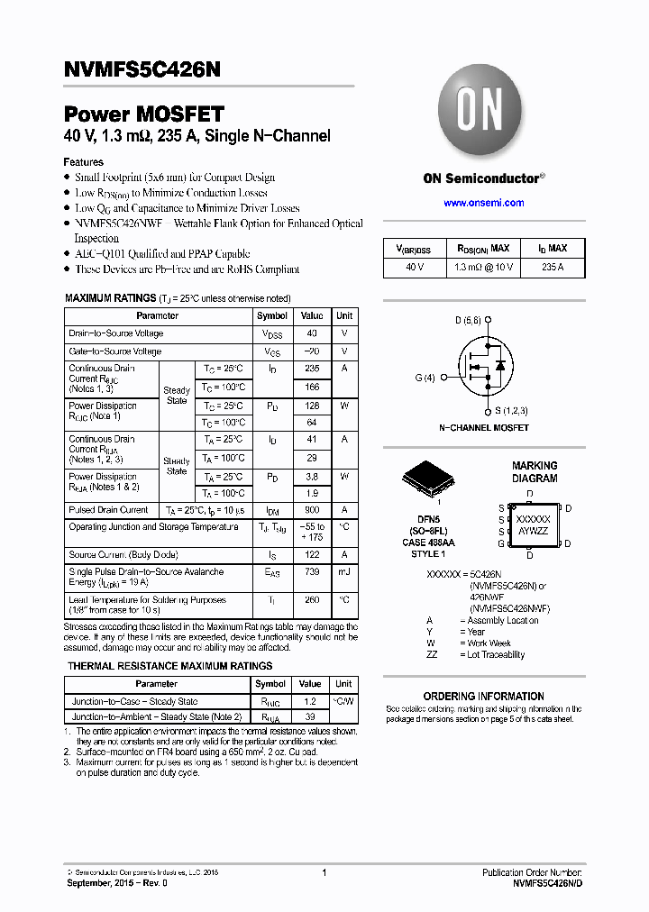 NVMFS5C426NWFT1G_8370197.PDF Datasheet