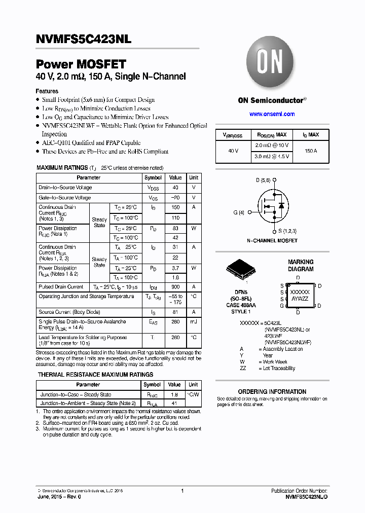 NVMFS5C423NLWFT1G_8370196.PDF Datasheet