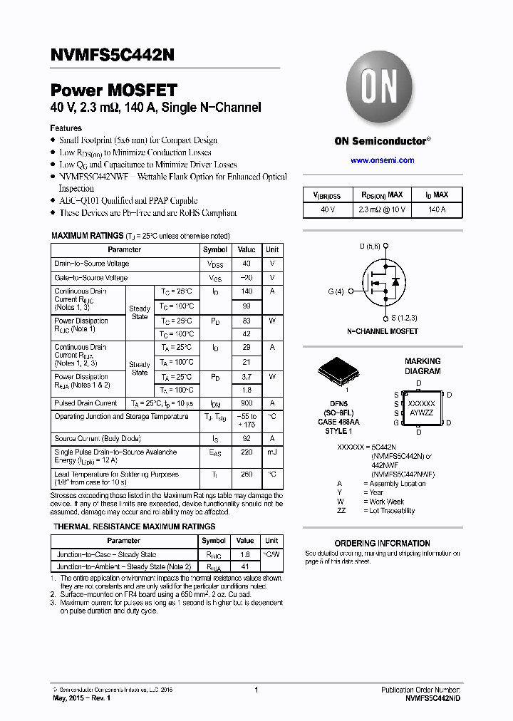 NVMFS5C442NWFT1G_8370199.PDF Datasheet