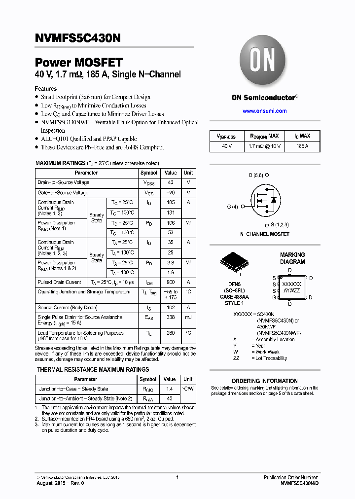 NVMFS5C430NWFT1G_8370198.PDF Datasheet