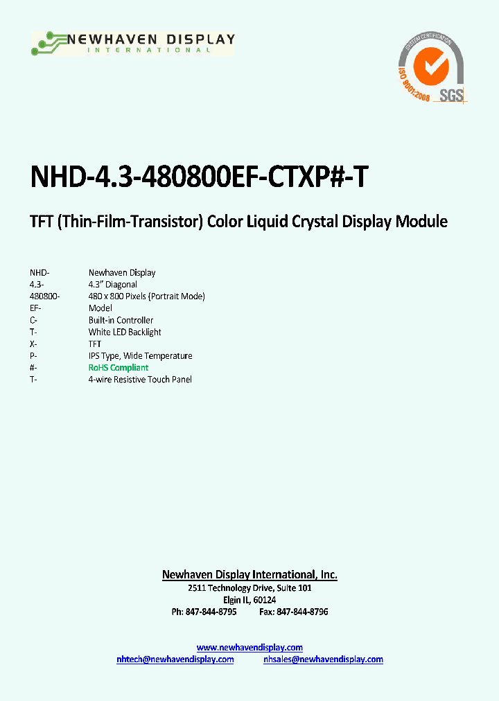 NHD-43-480800EF-CTXP-T_8370634.PDF Datasheet
